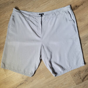 NWOT Eileen Fisher Women's 100% Tencel Tan Gray Shorts 2X Lightweight 4 Pocket